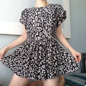 Zara Trafaluc navy gray micro mini cheetah dress